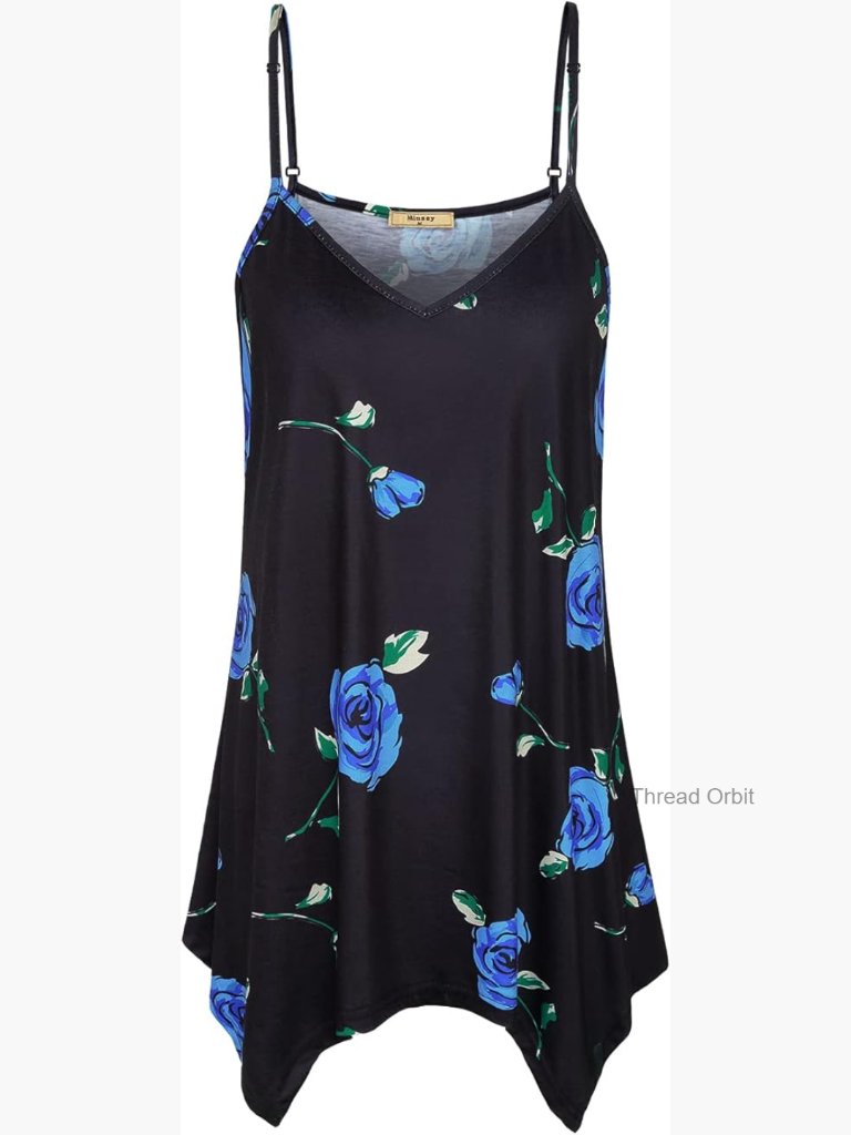 Handkerchief Hem Flowy Tunic Tank Top Adjustable Spaghetti Strap Camisole